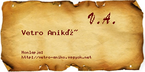 Vetro Anikó névjegykártya